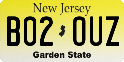 NJ license plate B02OUZ