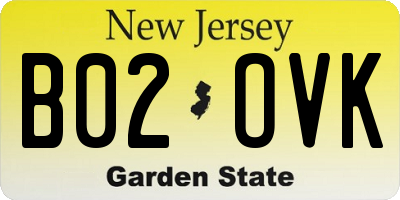 NJ license plate B02OVK