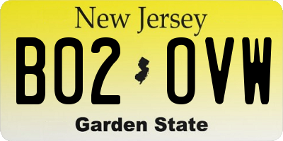 NJ license plate B02OVW