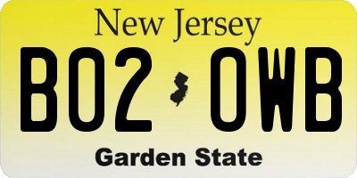 NJ license plate B02OWB