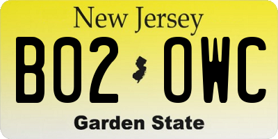 NJ license plate B02OWC