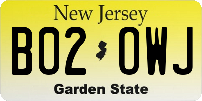 NJ license plate B02OWJ