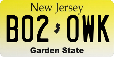 NJ license plate B02OWK