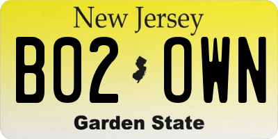 NJ license plate B02OWN