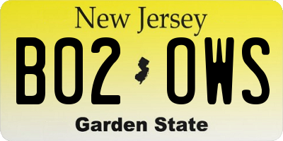 NJ license plate B02OWS