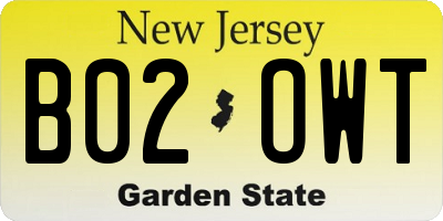 NJ license plate B02OWT