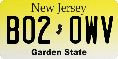 NJ license plate B02OWV