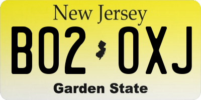 NJ license plate B02OXJ