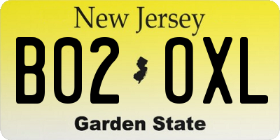 NJ license plate B02OXL