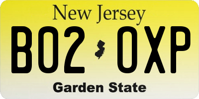 NJ license plate B02OXP