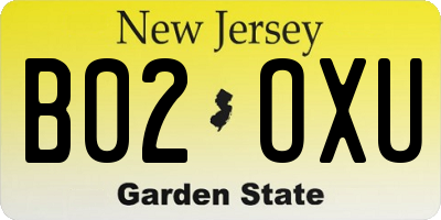 NJ license plate B02OXU