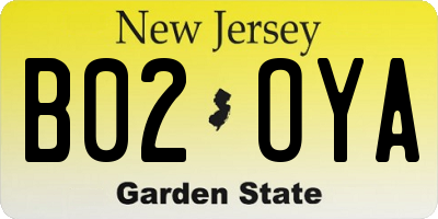 NJ license plate B02OYA