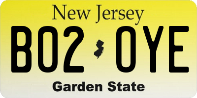 NJ license plate B02OYE