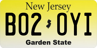 NJ license plate B02OYI