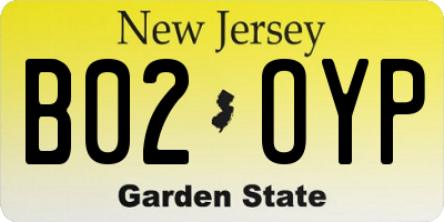 NJ license plate B02OYP