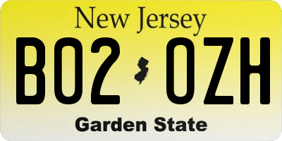 NJ license plate B02OZH