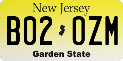 NJ license plate B02OZM