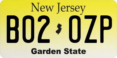 NJ license plate B02OZP