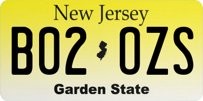 NJ license plate B02OZS