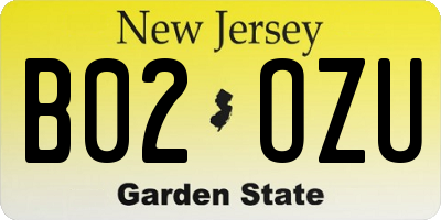NJ license plate B02OZU