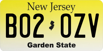 NJ license plate B02OZV