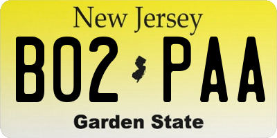 NJ license plate B02PAA
