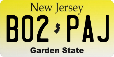 NJ license plate B02PAJ
