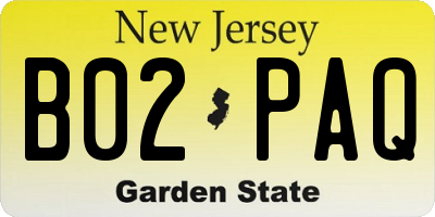 NJ license plate B02PAQ