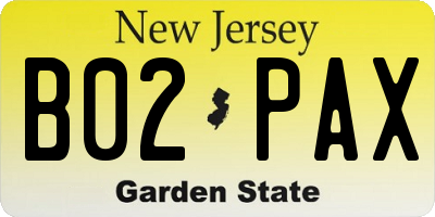 NJ license plate B02PAX
