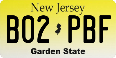 NJ license plate B02PBF