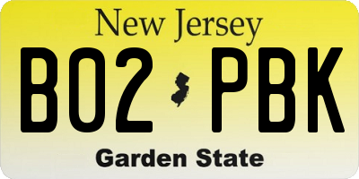 NJ license plate B02PBK