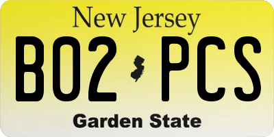 NJ license plate B02PCS