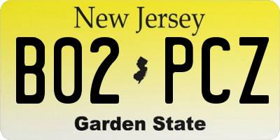 NJ license plate B02PCZ