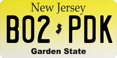 NJ license plate B02PDK