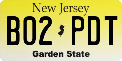 NJ license plate B02PDT