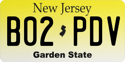 NJ license plate B02PDV