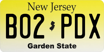 NJ license plate B02PDX