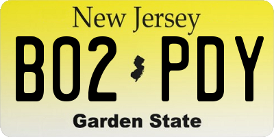 NJ license plate B02PDY
