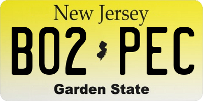 NJ license plate B02PEC