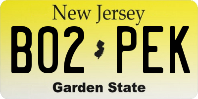 NJ license plate B02PEK