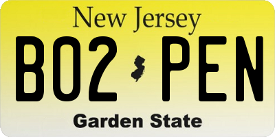 NJ license plate B02PEN