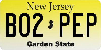 NJ license plate B02PEP