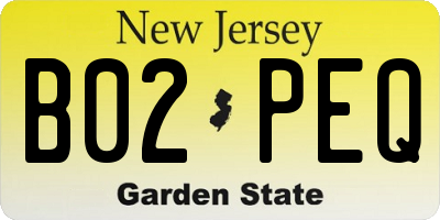 NJ license plate B02PEQ