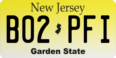 NJ license plate B02PFI