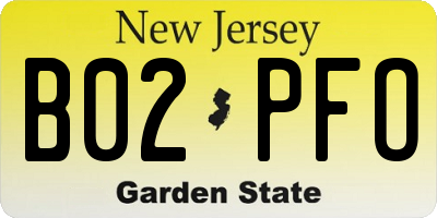 NJ license plate B02PFO