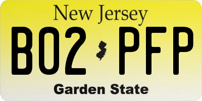 NJ license plate B02PFP