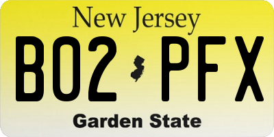NJ license plate B02PFX
