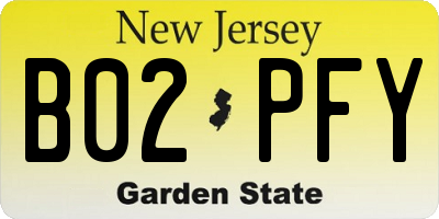 NJ license plate B02PFY