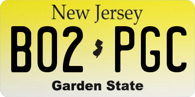 NJ license plate B02PGC