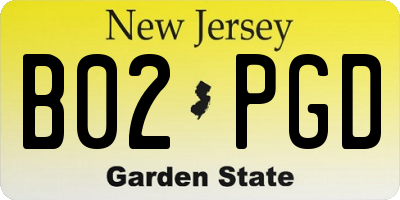 NJ license plate B02PGD